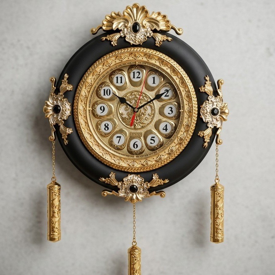 Luxury 3D Royal Wall Clock - Gold & White Decorative Clock